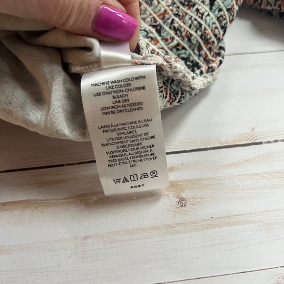 Anthropologie Flounce Ruffle Faux Wrap Blouse V- Neck Long Sleeve Women's Size L - Picture 7 of 10